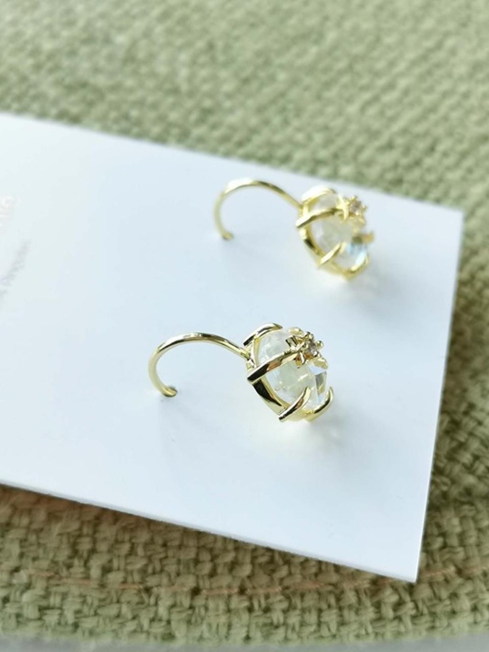 Elegant Gold Hoop Earrings with Clear Crystal Accent
